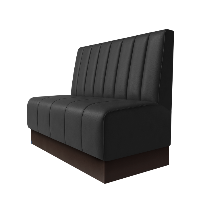 Fischer | Gastrobank | B:H 100 x 100 cm | Schwarz | Gestreift 12cm | Leder | Fußleiste Braun