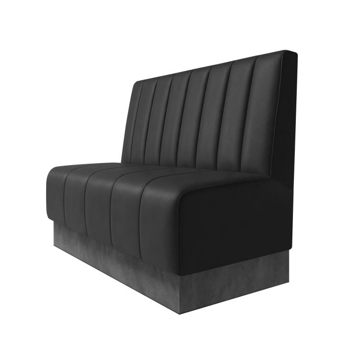 Fischer | Gastrobank | B:H 100 x 100 cm | Schwarz | Gestreift 12cm | Leder | Fußleiste Grau