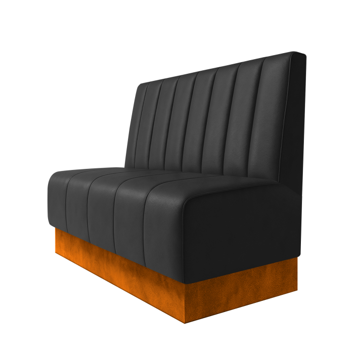 Fischer | Gastrobank | B:H 100 x 100 cm | Schwarz | Gestreift 12cm | Leder | Fußleiste Orange