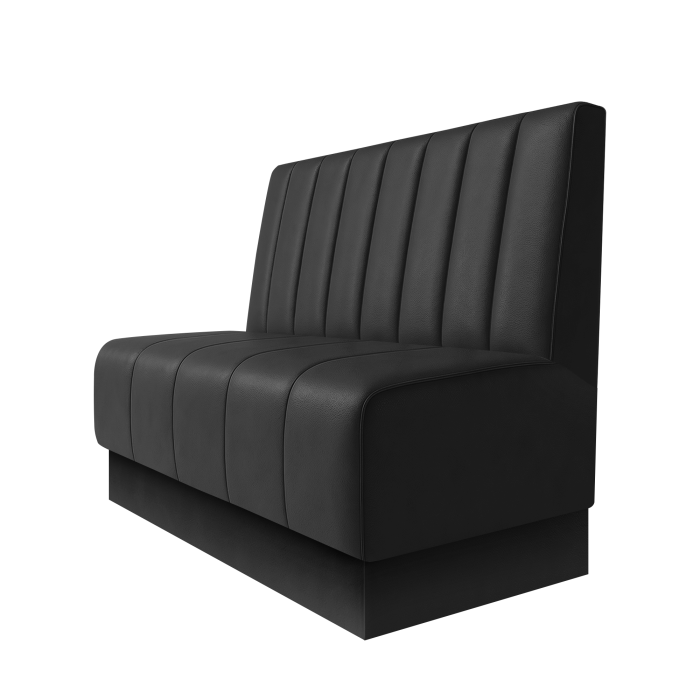 Fischer | Gastrobank | B:H 100 x 100 cm | Schwarz | Gestreift 12cm | Leder | Fußleiste Schwarz