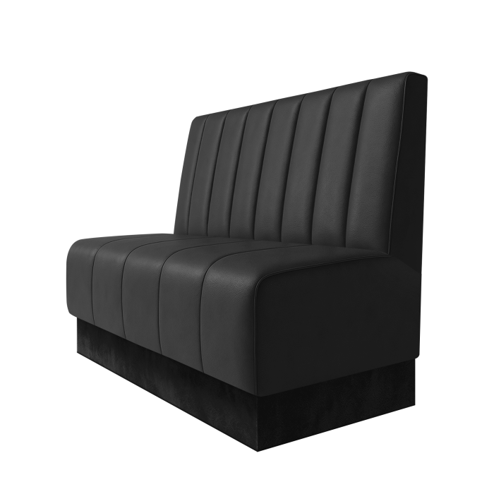 Fischer | Gastrobank | B:H 100 x 100 cm | Schwarz | Gestreift 12cm | Leder | Fußleiste Schwarz