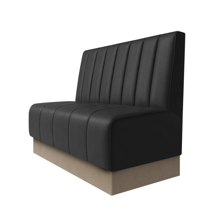 Fischer | Gastrobank | B:H 100 x 100 cm | Schwarz | Gestreift 12cm | Leder | Fußleiste Taupe