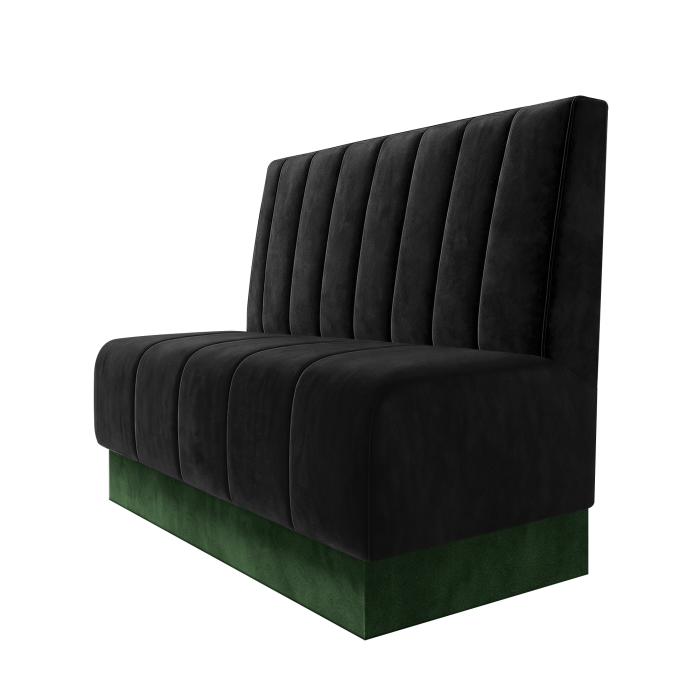 Fischer | Gastrobank | B:H 100 x 100 cm | Schwarz | Gestreift 12cm | Samt | Fußleiste Grün