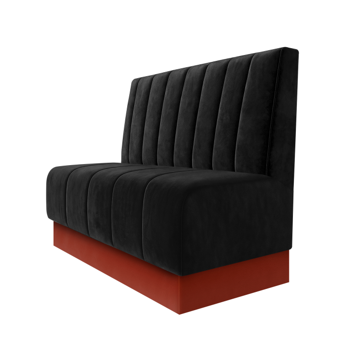 Fischer | Gastrobank | B:H 100 x 100 cm | Schwarz | Gestreift 12cm | Samt | Fußleiste Rot