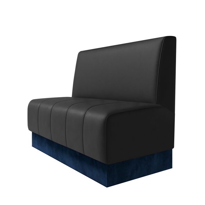 Fischer | Gastrobank | B:H 100 x 100 cm | Schwarz | Glatt | Leder | Fußleiste Blau