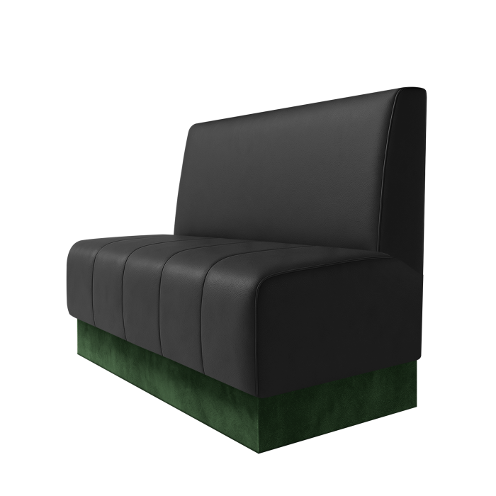 Fischer | Gastrobank | B:H 100 x 100 cm | Schwarz | Glatt | Leder | Fußleiste Grün