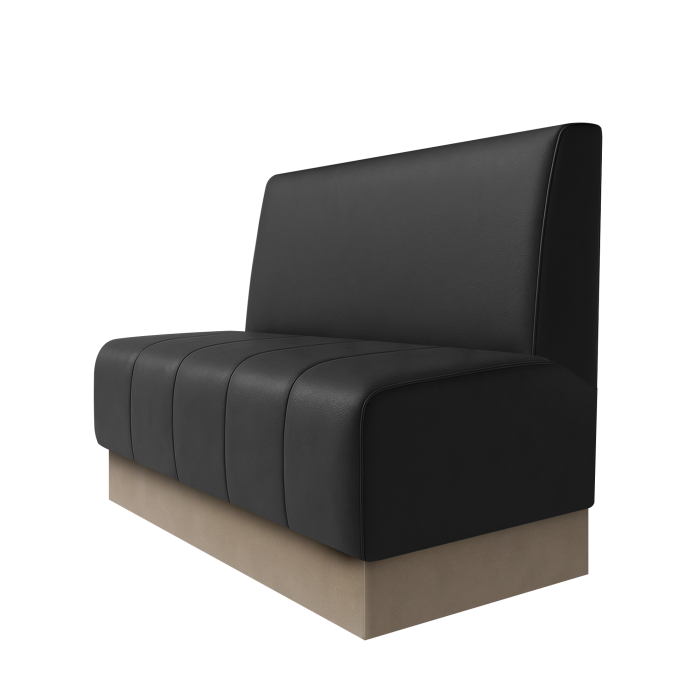 Fischer | Gastrobank | B:H 100 x 100 cm | Schwarz | Glatt | Leder | Fußleiste Taupe