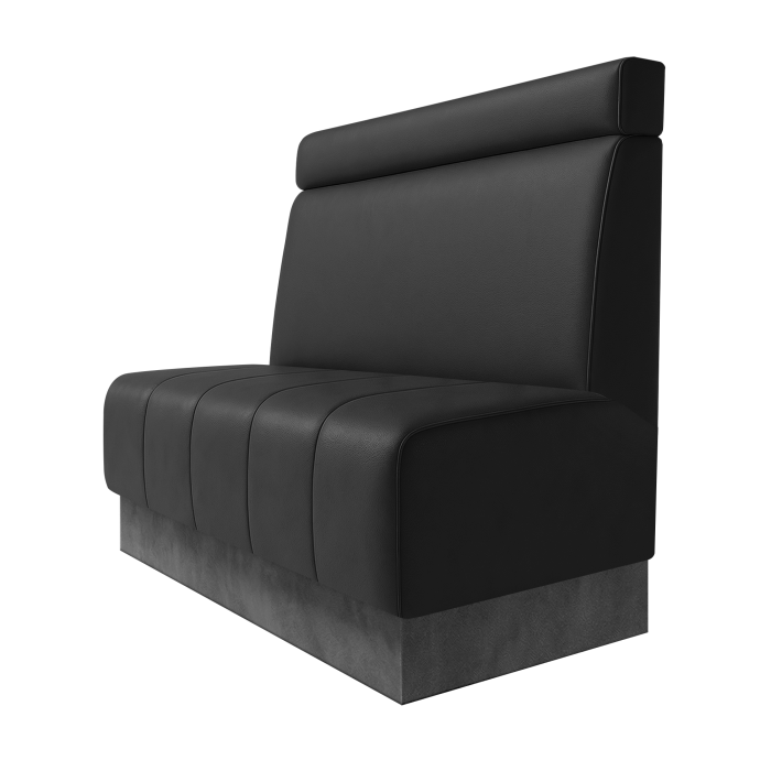 Fischer | Gastrobank | B:H 100 x 100 cm | Schwarz | Glatt + Kopfteil | Leder | Fußleiste Grau