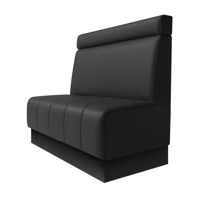 Fischer | Gastrobank | B:H 100 x 100 cm | Schwarz | Glatt + Kopfteil | Leder | Fußleiste Schwarz