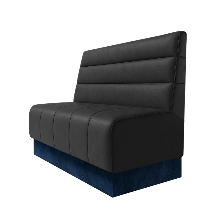 Fischer | Gastrobank | B:H 100 x 100 cm | Schwarz | Horizontal Gestreift | Leder | Fußleiste Blau