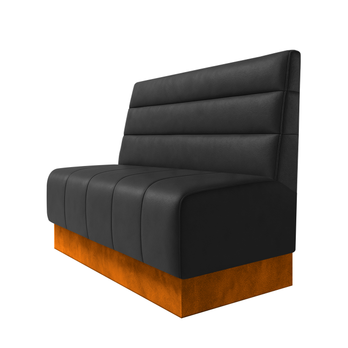 Fischer | Gastrobank | B:H 100 x 100 cm | Schwarz | Horizontal Gestreift | Leder | Fußleiste Orange