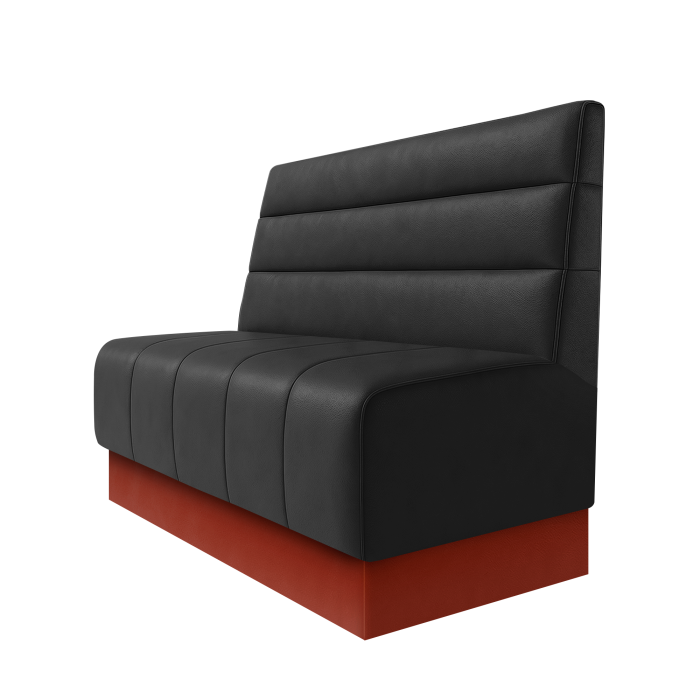 Fischer | Gastrobank | B:H 100 x 100 cm | Schwarz | Horizontal Gestreift | Leder | Fußleiste Rot