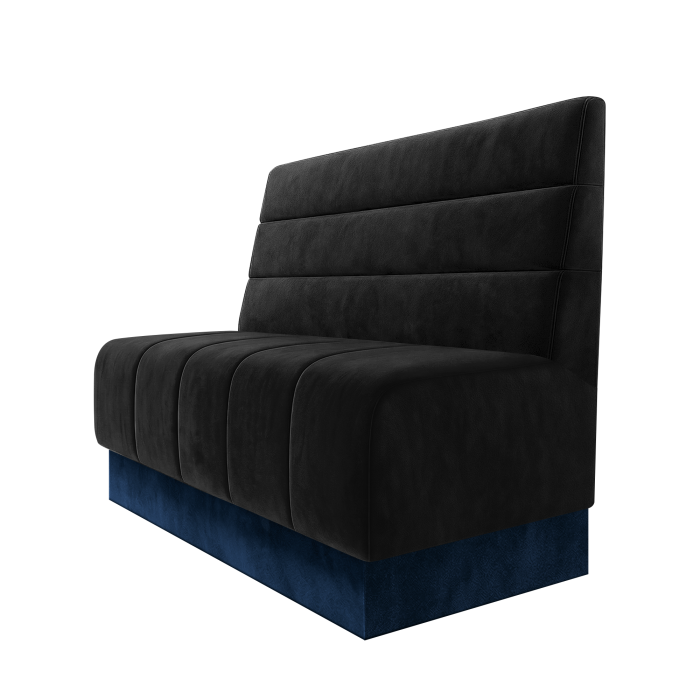 Fischer | Gastrobank | B:H 100 x 100 cm | Schwarz | Horizontal Gestreift | Samt | Fußleiste Blau