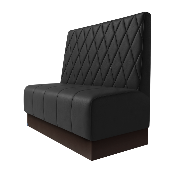 Fischer | Gastrobank | B:H 100 x 100 cm | Schwarz | Raute | Leder | Fußleiste Braun