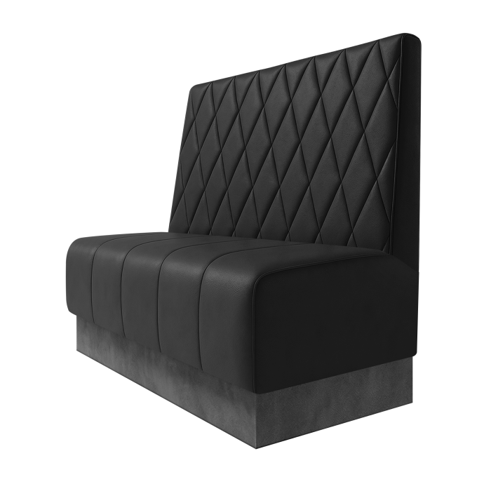 Fischer | Gastrobank | B:H 100 x 100 cm | Schwarz | Raute | Leder | Fußleiste Grau