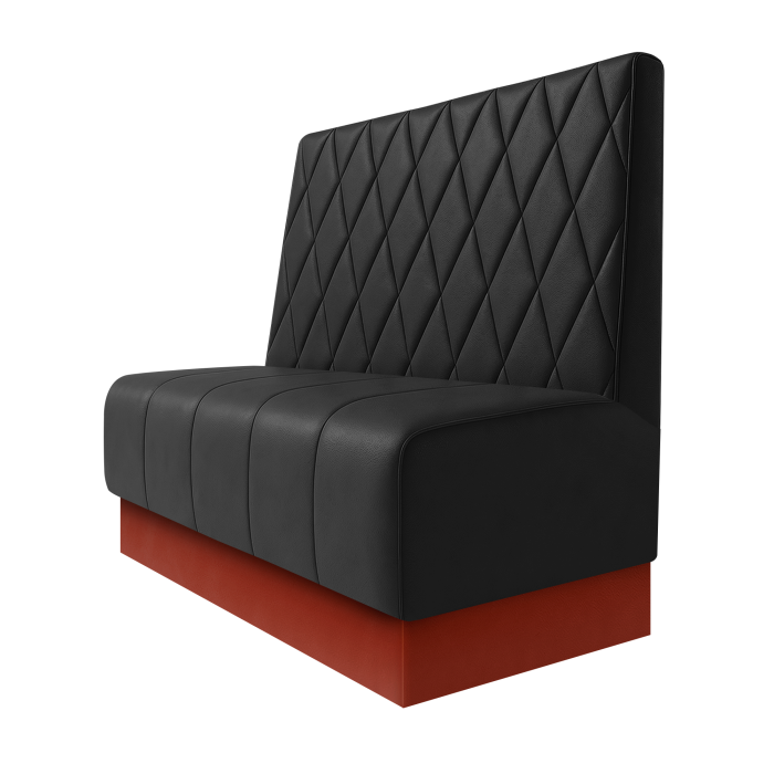 Fischer | Gastrobank | B:H 100 x 100 cm | Schwarz | Raute | Leder | Fußleiste Rot