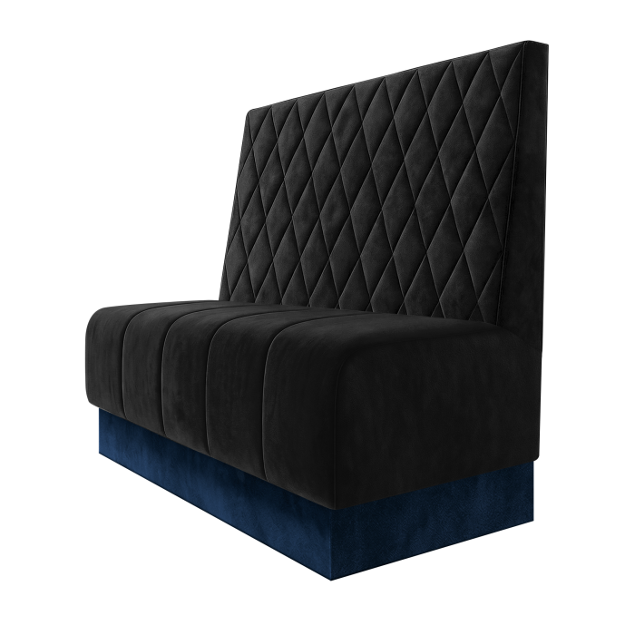 Fischer | Gastrobank | B:H 100 x 100 cm | Schwarz | Raute | Samt | Fußleiste Blau