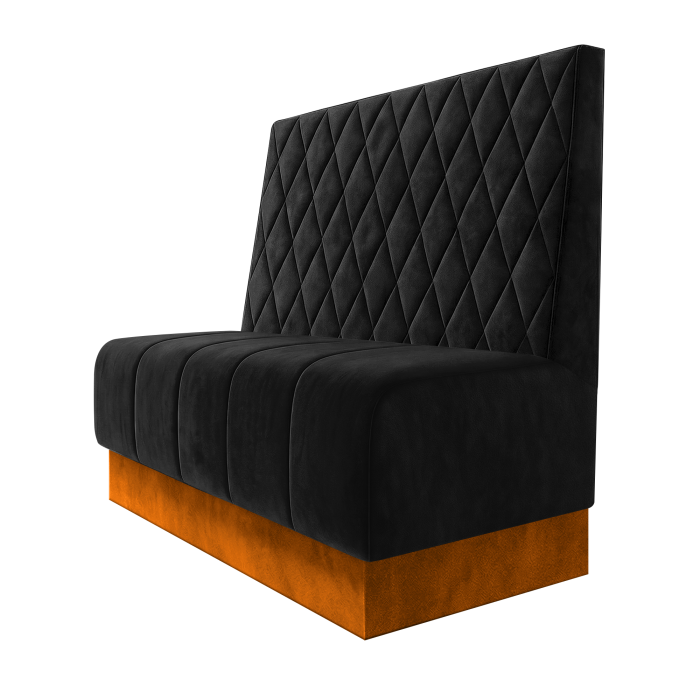 Fischer | Gastrobank | B:H 100 x 100 cm | Schwarz | Raute | Samt | Fußleiste Orange