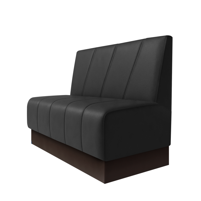 Fischer | Gastrobank | B:H 100 x 100 cm | Schwarz | Schräg Gestreift | Leder | Fußleiste Braun