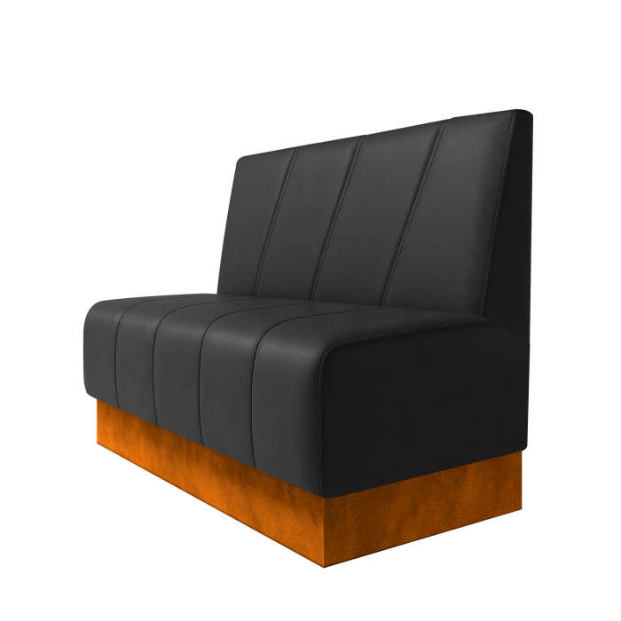 Fischer | Gastrobank | B:H 100 x 100 cm | Schwarz | Schräg Gestreift | Leder | Fußleiste Orange