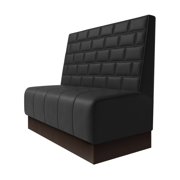 Fischer | Gastrobank | B:H 100 x 100 cm | Schwarz | Stein | Leder | Fußleiste Braun