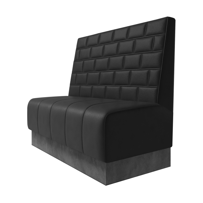 Fischer | Gastrobank | B:H 100 x 100 cm | Schwarz | Stein | Leder | Fußleiste Grau