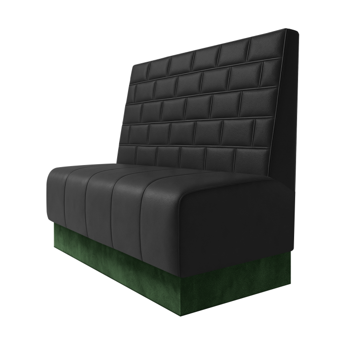 Fischer | Gastrobank | B:H 100 x 100 cm | Schwarz | Stein | Leder | Fußleiste Grün