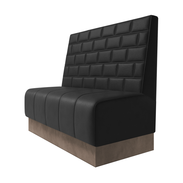 Fischer | Gastrobank | B:H 100 x 100 cm | Schwarz | Stein | Leder | Fußleiste Taupe