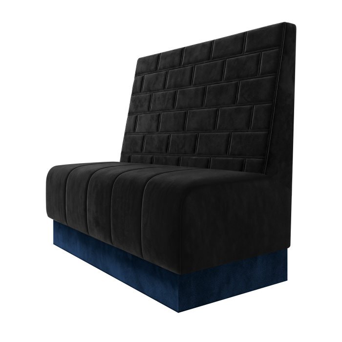 Fischer | Gastrobank | B:H 100 x 100 cm | Schwarz | Stein | Samt | Fußleiste Blau