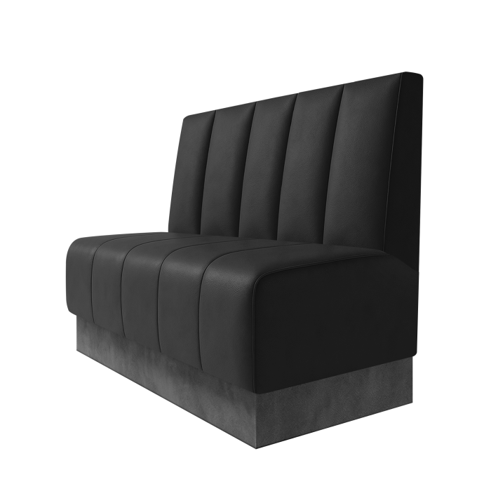 Fischer | Gastrobank | B:H 100 x 100 cm | Schwarz | Tief Gestreift | Leder | Fußleiste Grau