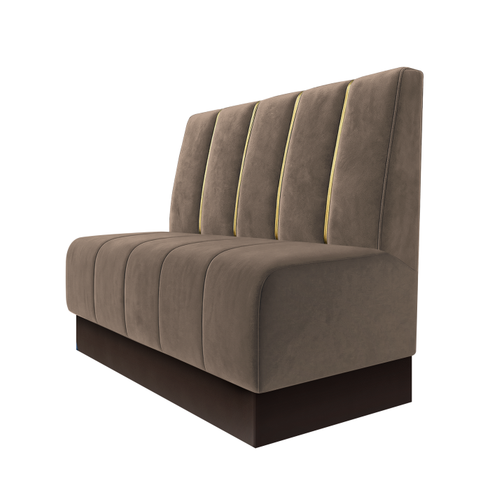Fischer | Gastrobank | B:H 100 x 100 cm | Taupe | Dubai | Samt | Fußleiste Braun