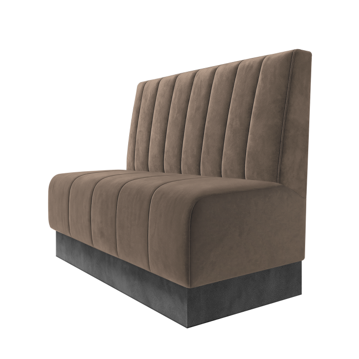 Fischer | Gastrobank | B:H 100 x 100 cm | Taupe | Gestreift 12cm | Samt | Fußleiste Grau