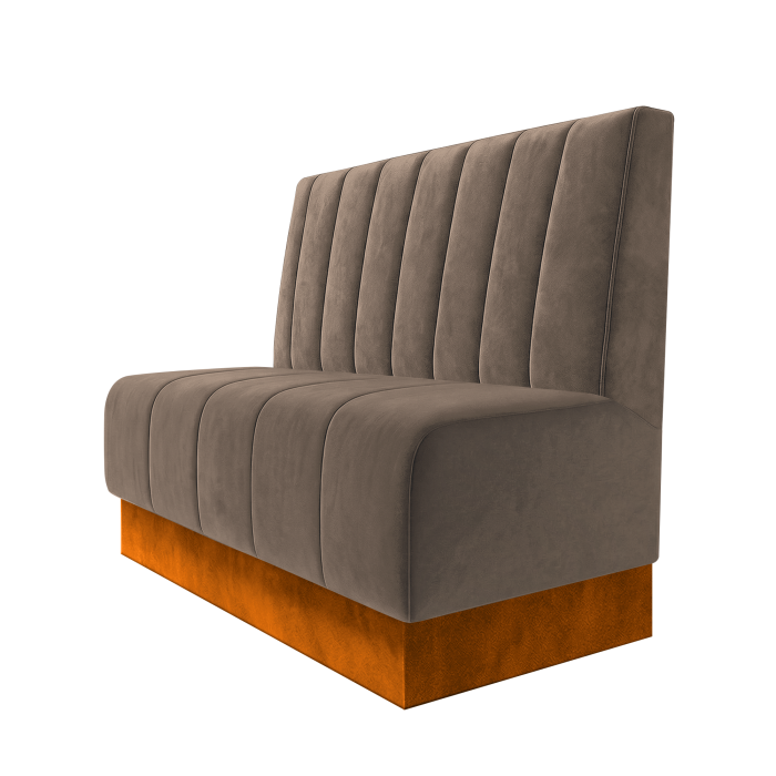Fischer | Gastrobank | B:H 100 x 100 cm | Taupe | Gestreift 12cm | Samt | Fußleiste Orange