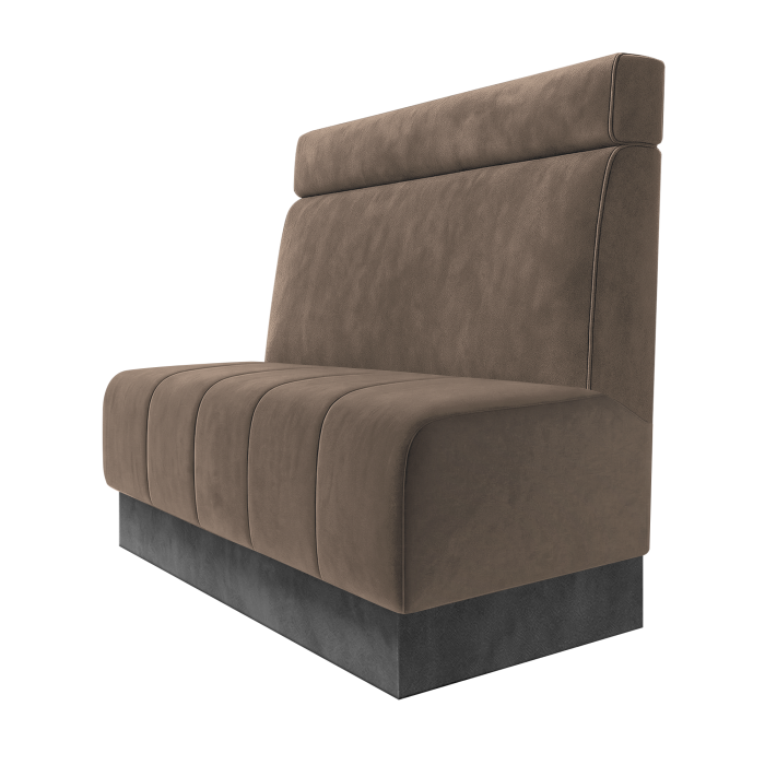 Fischer | Gastrobank | B:H 100 x 100 cm | Taupe | Glatt + Kopfteil | Samt | Fußleiste Grau