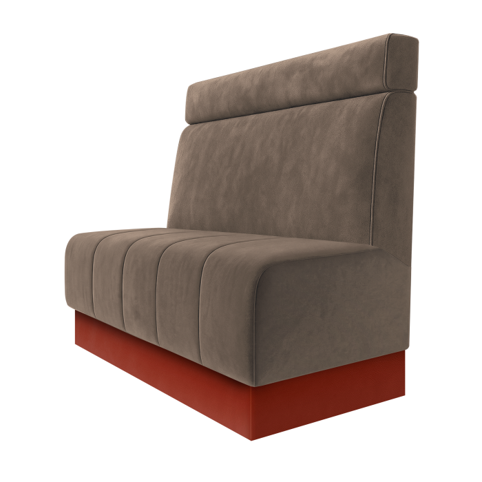 Fischer | Gastrobank | B:H 100 x 100 cm | Taupe | Glatt + Kopfteil | Samt | Fußleiste Rot