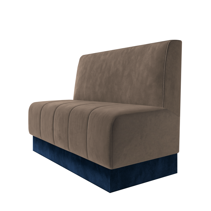 Fischer | Gastrobank | B:H 100 x 100 cm | Taupe | Glatt | Samt | Fußleiste Blau