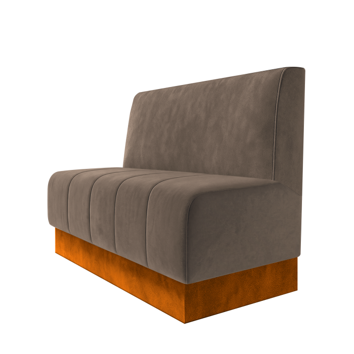 Fischer | Gastrobank | B:H 100 x 100 cm | Taupe | Glatt | Samt | Fußleiste Orange