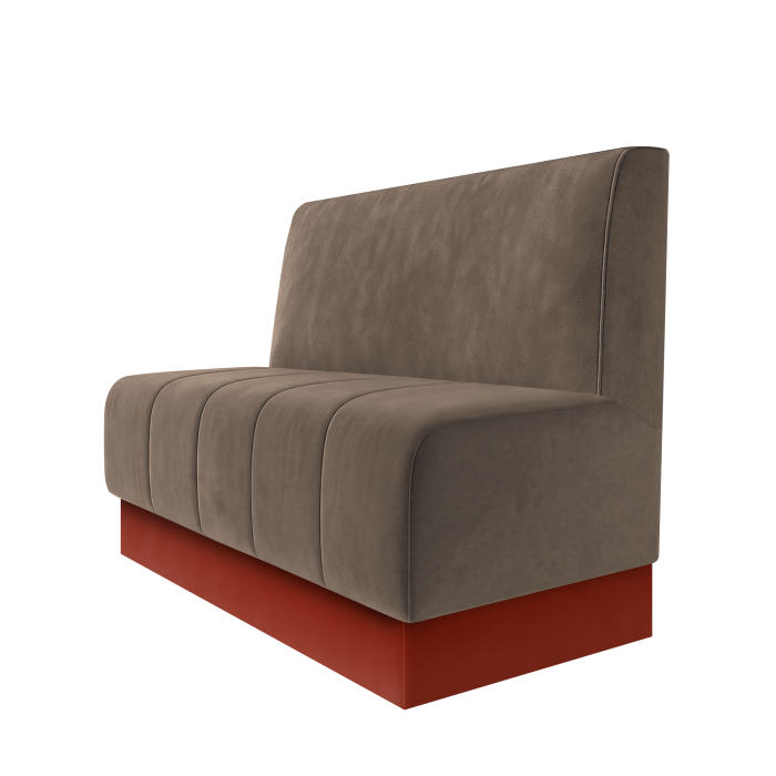 Fischer | Gastrobank | B:H 100 x 100 cm | Taupe | Glatt | Samt | Fußleiste Rot