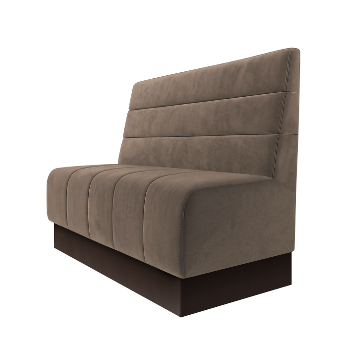 Fischer | Gastrobank | B:H 100 x 100 cm | Taupe | Horizontal Gestreift | Samt | Fußleiste Braun