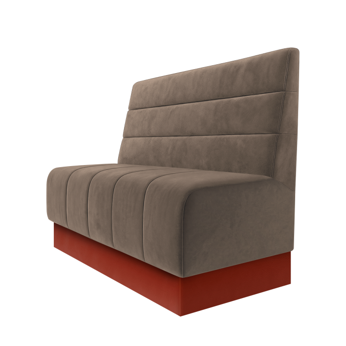Fischer | Gastrobank | B:H 100 x 100 cm | Taupe | Horizontal Gestreift | Samt | Fußleiste Rot