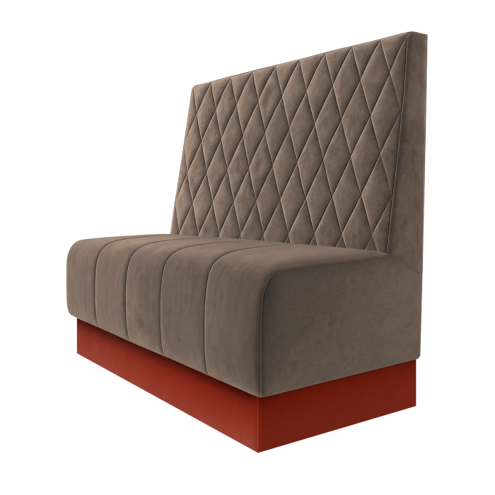 Fischer | Gastrobank | B:H 100 x 100 cm | Taupe | Raute | Samt | Fußleiste Rot