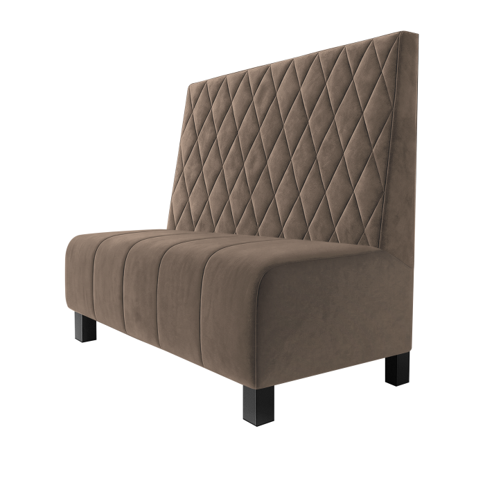 Fischer | Gastrobank | B:H 100 x 100 cm | Taupe | Raute | Samt | Möbelfuß Schwarz