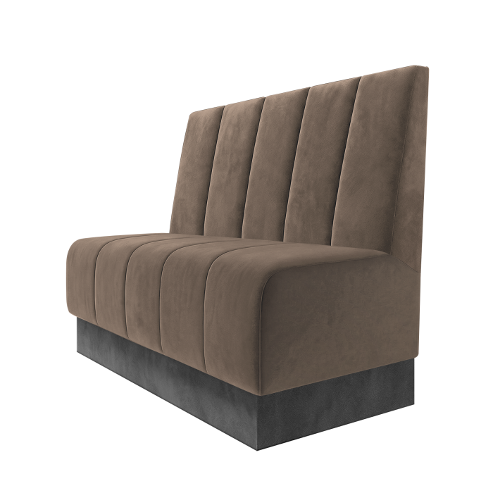 Fischer | Gastrobank | B:H 100 x 100 cm | Taupe | Tief Gestreift | Samt | Fußleiste Grau
