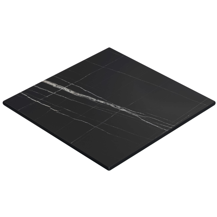 COMPACT | Gastro HPL Tischplatte | 80 x 80 cm | Schwarz Marmor | Quadratisch