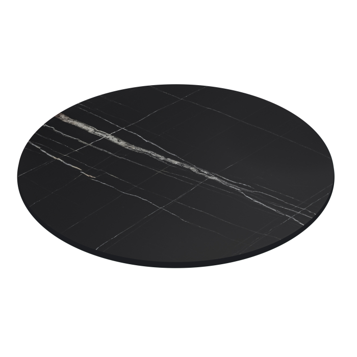 COMPACT | Gastro HPL Tischplatte | Ø 70 cm | Schwarz-Marmor | Rund