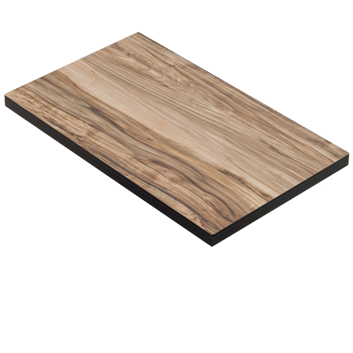 COMPACT STEEL | Plateau de table Gastro HPL | L x P 120 x 70 cm | Épaisseur 4,2 cm | Bois de sheesham | Rectangulaire
