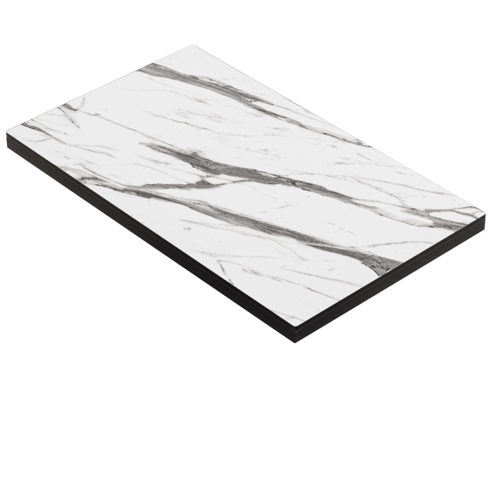 COMPACT STEEL | Gastro HPL Tabletop | W:D 120 x 70 cm | 4.2 cm | White Marble | Rectangular