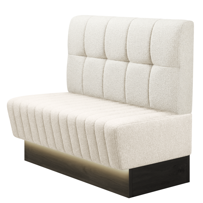 MATILDA | Gastrobank | B:H 100 x 103 cm | Creme | Button | Teddystoff | LED