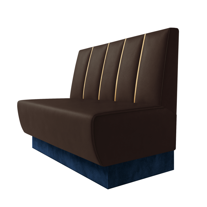 Meyer | Gastrobank | B:H 100 x 100 cm | Braun | Dubai | Leder | Fußleiste Blau