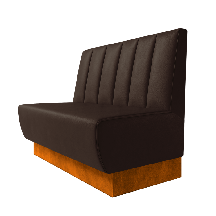 Meyer | Gastrobank | B:H 100 x 100 cm | Braun | Gestreift Doppelnahnt 24cm | Leder | Fußleiste Orange